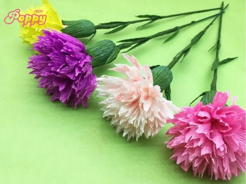 hoa handmade để bàn bằng giấy nhún